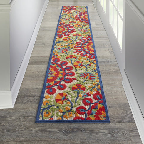 Red and Multicolor Indoor Outdoor Runner Rug